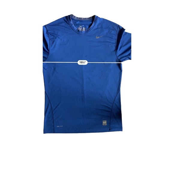 Nike Pro Combat Mens Dri Fit T-Shirt Size L Blue Fitted Short Sleeve Crewneck - Picture 10 of 12